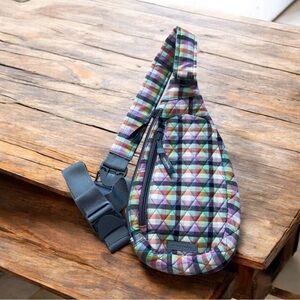Vera Bradley Multicolor Gingham Pastel Plaid Sling Ultralight Essential Bag
